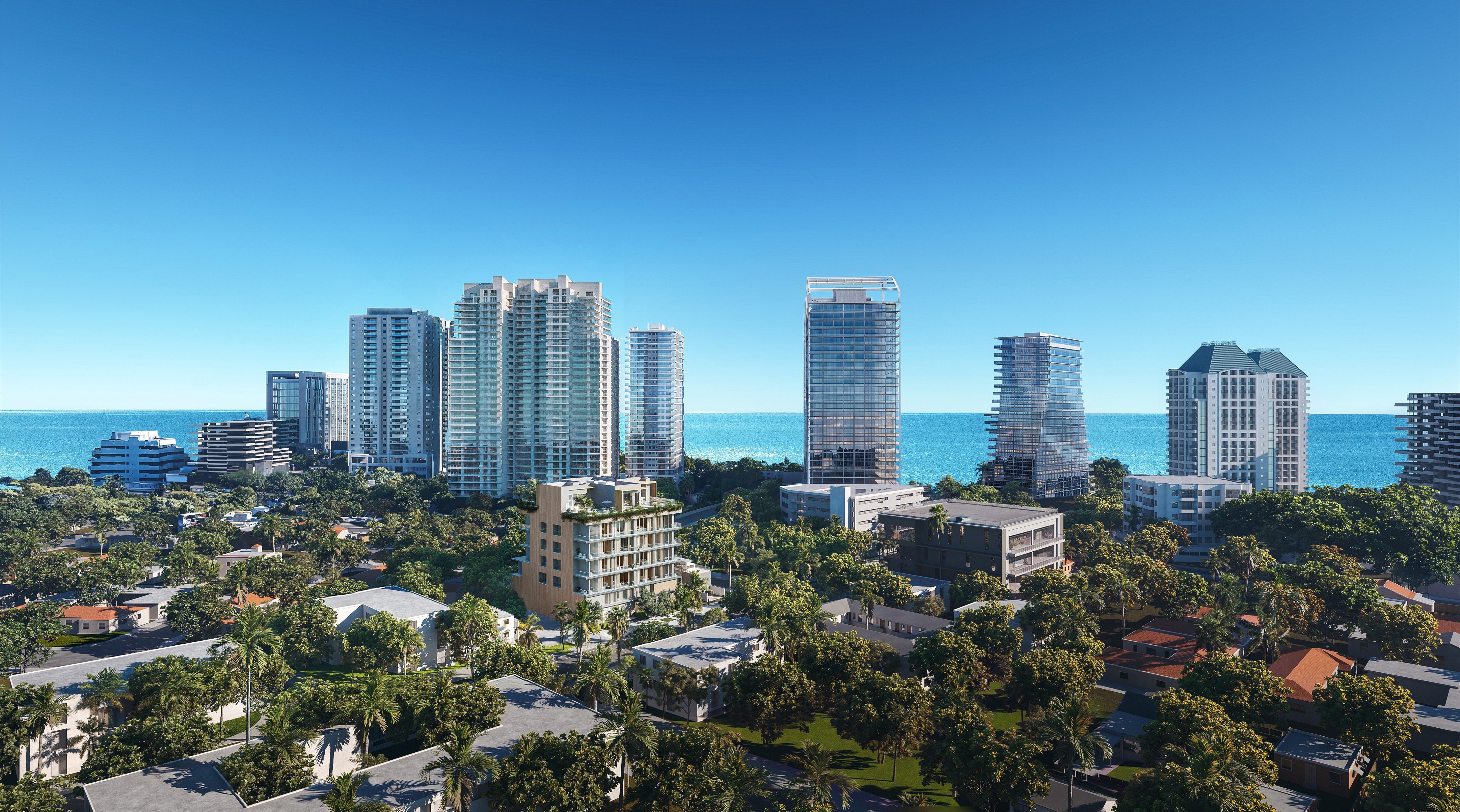 Rendering of exterior of OPUS Coconut Grove in Florida